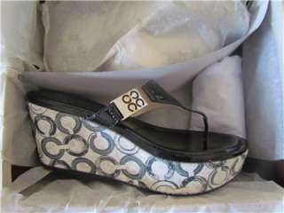 Coach JAN Crinkle BLACK Patent Sandals Size 7.5,8.5  