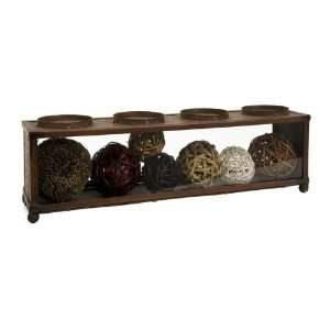   Pillar Candle Holder with Earth Tone Rattan Balls: Home & Kitchen