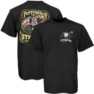   Pittsburgh Steelers Black Runback Graphic T shirt