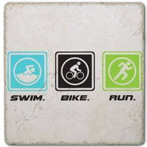  Swim Bike Run TRI Stone Coaster
