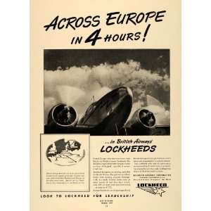 1939 Ad Lockheeds British Airways Plane Europe Travel   Original Print 