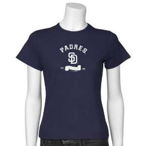 San Diego Padres Navy Blue Ladies Banner T shirt:  Sports 