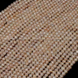 5mm Pink Peach Freshwater Pearls Round Beads 14.5  