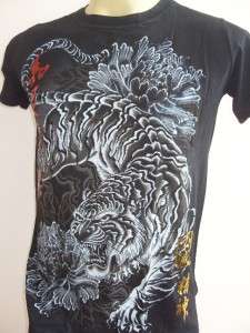 Emperor Eternity Peony Tiger Tattoo T shirt black M L XL  