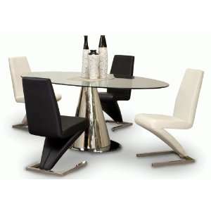  Tamara Oval Glass Dining Table by Chintaly Imports: Home 