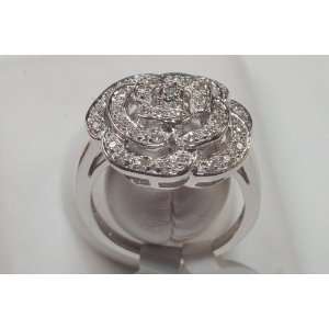    White Gold & Diamond Ladies Flower Design Ring B/new Jewelry