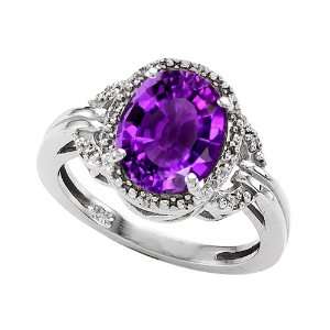 04 cttw Tommaso Design(tm) Genuine Oval Amethyst and Diamond Ring in 