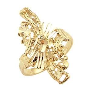   14k Yellow Gold Ladies Diamond Cut Designer Ring New Jewelry