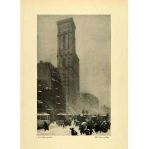 1911 Print New York Times Building Snow John Edwin Jackson Newspaper 