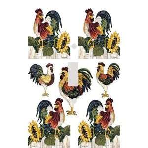  Roosters on White Decorative Switchplate Cover