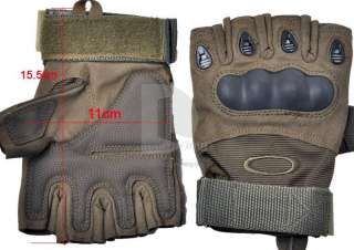Fingerless Half Finger Tactical Knuckle Gloves OD DH106  