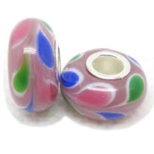  Bleek2Sheek Murano Glass Pink, Green & Blue Teardrop Charm 