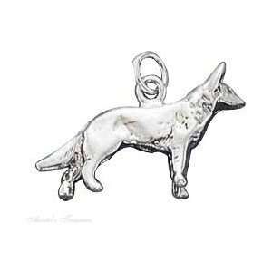    Sterling Silver 3D German Shepherd Dog Breed Charm: Jewelry