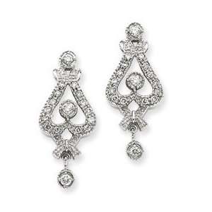  14k White Gold Diamond Vintage Dangle Earring: Jewelry