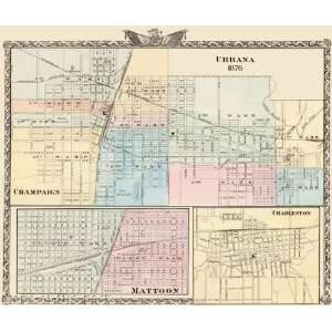  URBANA/CHAMPAIGN/CHARLESTON ILLINOIS (IL) MAP 1876