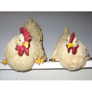  Rooster and Hen Shelf Sitter Chickens: Home & Kitchen