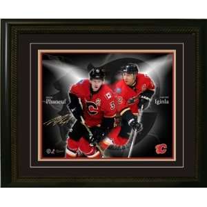 Dion Phaneuf Signed 11 X 14 Deluxe Framed Flames Collage