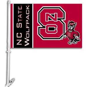   Wolfpack NCSU NCAA Car Flag With Wall Brackett