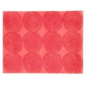   Pink Circle Pattern Wool Rug, 4x5 Pi Honey Bun Rug