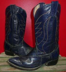 Vintage BLUE Genuine EEL SKIN & Leather Western Cowboy Boots sz 10 D 