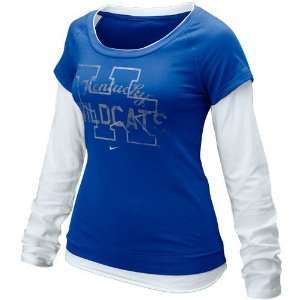   Ladies Royal Blue Graphic Double Layer T shirt