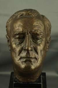 Vintage Art FDR Franklin Roosevelt Bronze Head Bust & Base Jo Davidson 