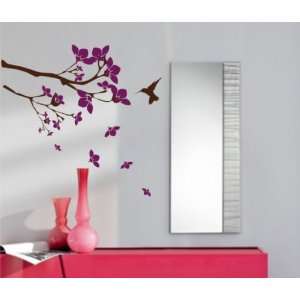  Branches and Flowers with Hummingbird Wall Decal Sticker 