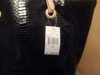   Michael Kors Black Patent Leather Snake Skin Grab Bag Tote Authentic
