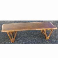  table solid walnut two tone finish featuring carved v shaped leg 