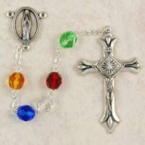  8MM GLASS MISSION ROSARY, BOXED