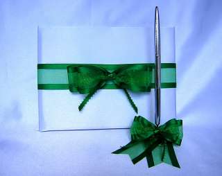 Emerald Green Flower Girl Basket Pillow Guest Book Pen  