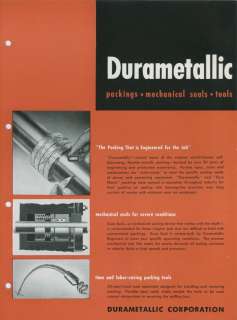 Durametallic Catalog Asbestos Packing Seals Pipe Line Refinery Duriron 