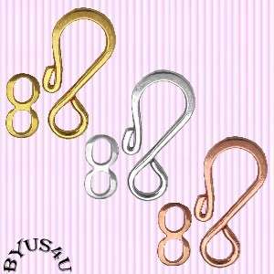 HOOK EYE CLASP 19mm GOLD SILVER COPPER CONNECTOR 25 SET  