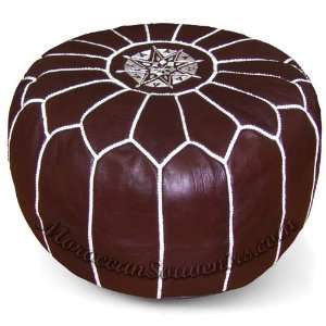  Chocolate Moroccan Leather Pouf