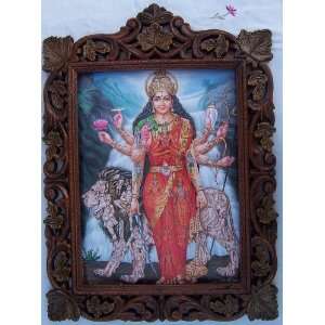  Hindu Religious Vaishano Devi Poster in Wood Frame.