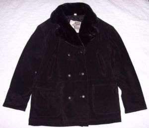 Middlebrook Park black leather coat fur collar sz L SEE  