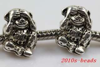  15pcs Tibet silver monkey Big hole spacer beads 13x9mm 