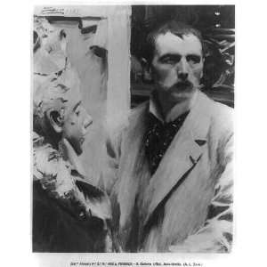  A.L. Zorn,with statue? of woman,self portrait painting 