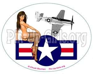 Sticker Decal WW2 Fighter Nose Art Sexy P 51 Mustang SEXY pinup girl 