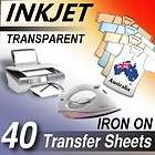 40 t sheets blank iron on heat transfer inkjet printer paper light 