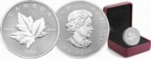 Canada $ 5 Silver Piedfort Maple Leaf Coin (2010  