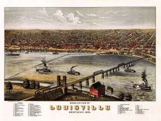 Historic Map Louisville Kentucky 1876  