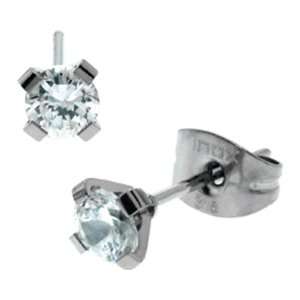  Inox Jewelry 316 Stainless Steel Circular cz Stud Earrings 