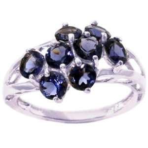   Gold Gemstone Cluster Right Hand Ring Iolite, size6 diViene Jewelry
