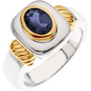 Sterling Silver and 14K Yellow Gold Iolite Ring: Jewelry