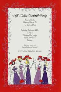 RED HAT SOCIETY LADIES PARTY EVENT LUNCHEON INVITATIONS  