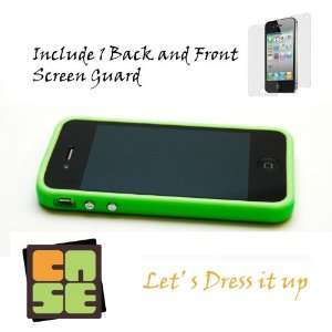  Green Bumper Case for iPhone 4S with 1 Front + Back Screen Guard 