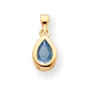 Gold plated March Birthstone Teardrop CZ Necklace   18 