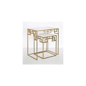 Mandarin Gold Leafed Two Piece Nesting Tables by Worlds Away MANDARIN 
