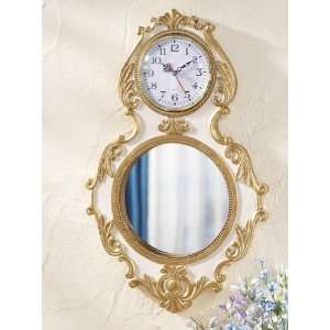  Gilded Scrollwork Wall Mirror And Wall Clock by Winston 